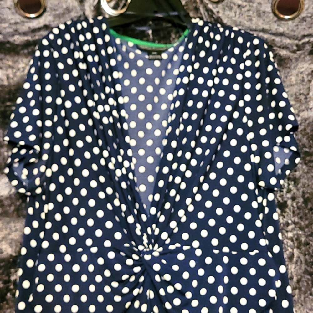 Navy Blue Polka Dot Jessica Howard Front Twist 20 Dress